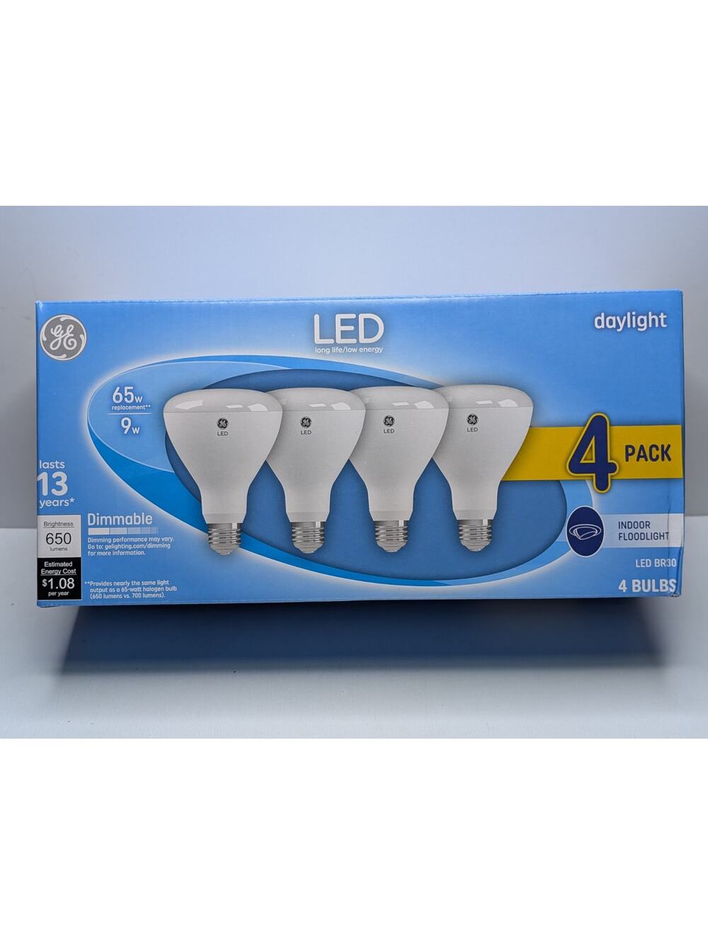 GE Daylight LED 65W Replacement Indoor Floodlight BR30 Light Bulbs (Pack of 4)